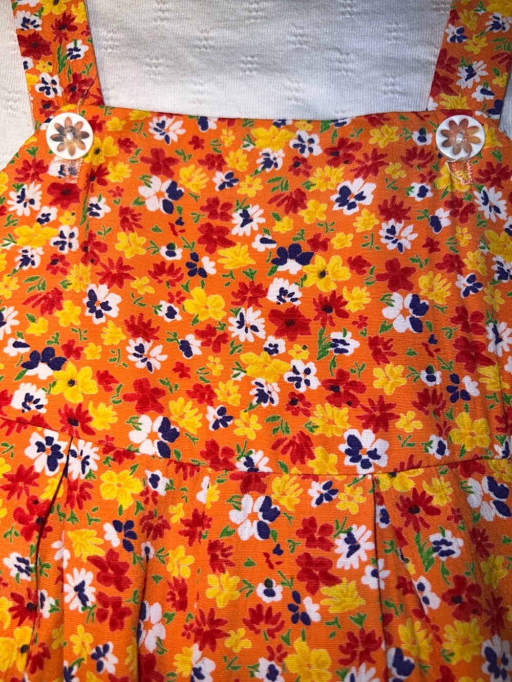 Donna Capozzi Bright Orange Floral Vintage Romper. 2T - Picture 8 of 11